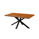 Masa de dining maro 160 cm din MDF furniruit si metal Doriane